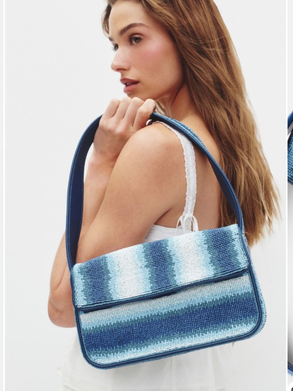NWT STAUD Ride The Wave Tommy Beaded Bag in Blue